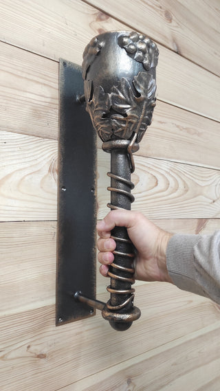 Hand Forged Door Handle: Wine Bowl Metal, Wrought Iron Decor