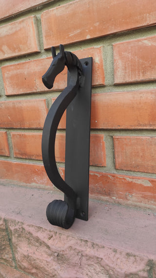 Hand Forged Horse Door Handle: Wrought Iron Barn Decor