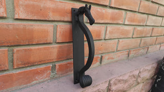 Hand Forged Horse Door Handle: Wrought Iron Barn Decor