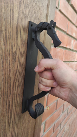 Hand Forged Horse Door Handle: Wrought Iron Barn Decor