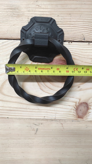 Hand Forged Wrought Iron Door Knocker - Twisted Ring Handle