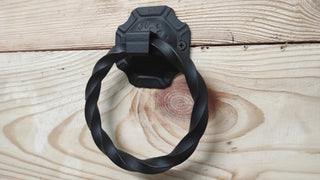 Hand Forged Wrought Iron Door Knocker - Twisted Ring Handle