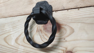 Hand Forged Wrought Iron Door Knocker - Twisted Ring Handle