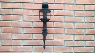 Hand Forged Wrought Iron Wall Sconce: Medieval Viking Torch Lantern