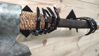 Skeleton Hands Axe Wall Mount: Handmade Iron Axe Holder