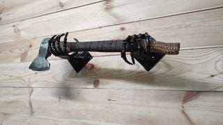 Skeleton Hands Axe Wall Mount: Handmade Iron Axe Holder