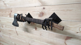 Skeleton Hands Axe Wall Mount: Handmade Iron Axe Holder