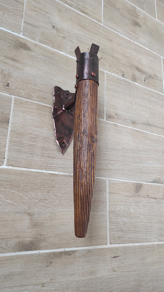 Hand Forged Wrought Iron Viking Torch Wall Sconce - Medieval Lantern