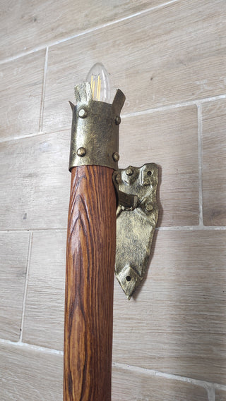 Hand Forged Wrought Iron Viking Torch Wall Sconce - Medieval Lantern