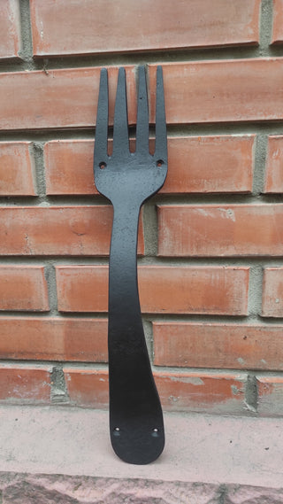 Hand Forged Fork Door Handle: Wrought Iron Metal Decor