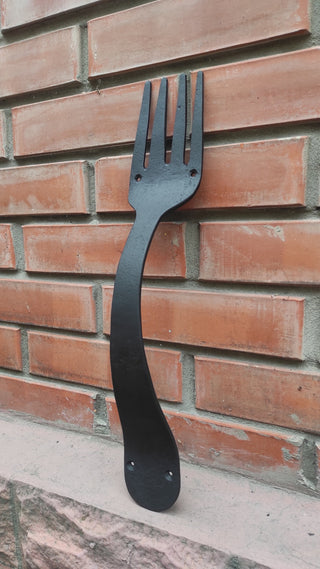 Hand Forged Fork Door Handle: Wrought Iron Metal Decor