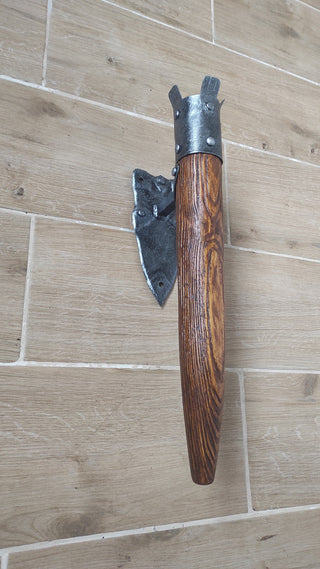 Hand Forged Wrought Iron Wall Sconce: Viking Medieval Torch Lantern