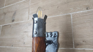 Hand Forged Wrought Iron Wall Sconce: Viking Medieval Torch Lantern
