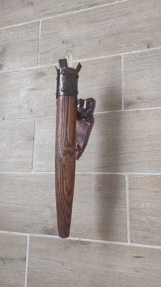 Hand Forged Wrought Iron Wall Sconce: Viking Medieval Torch Lantern