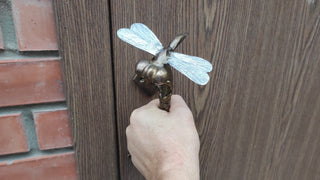 Dragonfly Barn Door Handle: Hand-Forged Wrought Iron Branch Pull