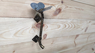Hand Forged Butterfly Barn Door Handle: Wrought Iron Metal Pull