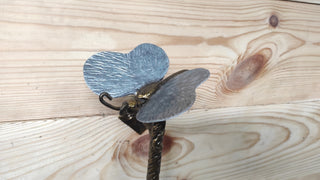 Hand Forged Butterfly Barn Door Handle: Wrought Iron Metal Pull