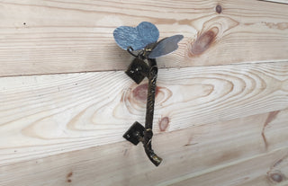 Hand Forged Butterfly Barn Door Handle: Wrought Iron Metal Pull