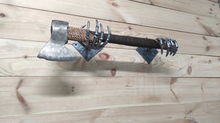 Skeleton Hands Axe Wall Mount - Handmade Iron Axe Holder