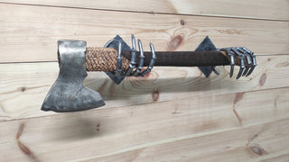 Skeleton Hands Axe Wall Mount - Handmade Iron Axe Holder