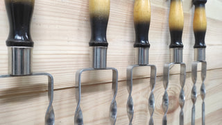 Hand Forged Stainless Steel Skewer Set: Wooden Handle Grill Tools