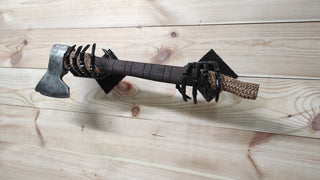 Skeleton Hands Axe Wall Mount: Handmade Iron Axe Holder