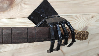 Skeleton Hands Axe Wall Mount: Handmade Iron Axe Holder