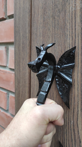 Dragon door handle, door handle, metal handle, hand forged handle, barn door handle, door decor, wrought hardware, metal forged handle