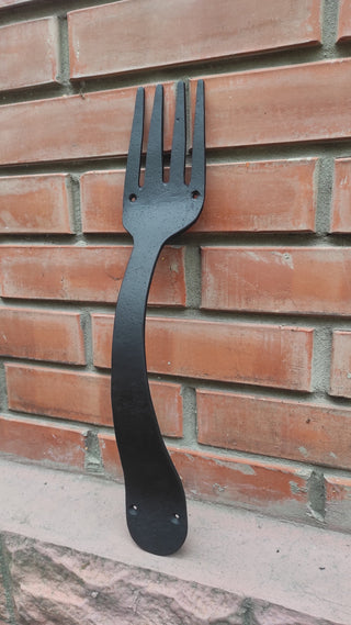 Hand Forged Fork Door Handle: Wrought Iron Metal Decor