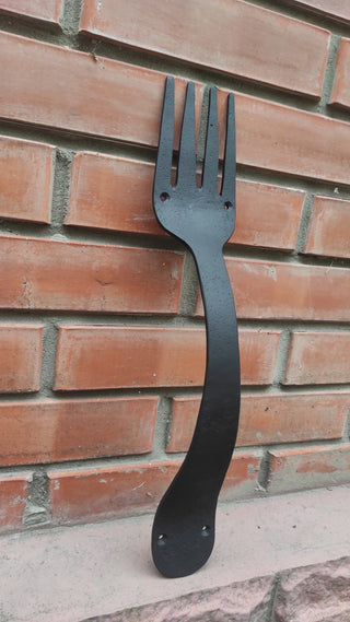 Hand Forged Fork Door Handle: Wrought Iron Metal Decor