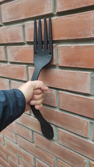 Hand Forged Fork Door Handle: Wrought Iron Metal Decor