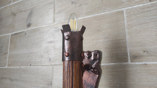 Hand Forged Wrought Iron Wall Sconce: Viking Medieval Torch Lantern
