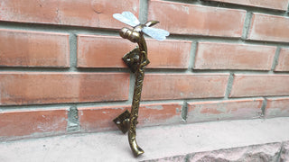 Dragonfly Barn Door Handle: Hand-Forged Wrought Iron Branch Pull