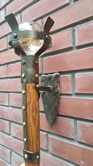 Hand Forged Medieval Wall Sconce: Viking Torch Lantern