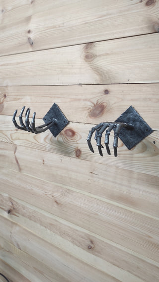 Skeleton Hands Axe Wall Mount - Handmade Iron Axe Holder