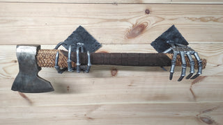 Skeleton Hands Axe Wall Mount - Handmade Iron Axe Holder