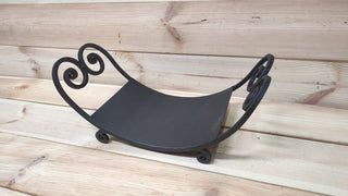 Hand Forged Wrought Iron Firewood Basket: Rustic Fireplace Storage