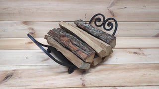 Hand Forged Wrought Iron Firewood Basket: Rustic Fireplace Storage