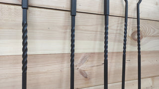 Hand Forged Fireplace Tool Set: 4-Piece Iron Fire Tools