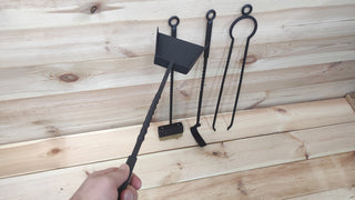 Hand Forged Fireplace Tool Set: 4-Piece Iron Fire Tools