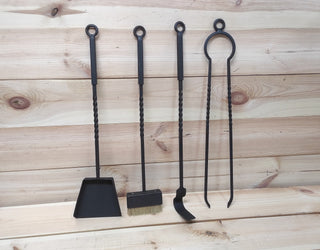 Hand Forged Fireplace Tool Set: 4-Piece Iron Fire Tools