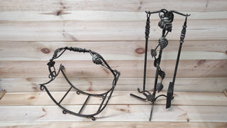 Forged fireplace tools set, Fireplace poker, Shovel, Firewood storage, Fireplace Gift, Fireplace Tools