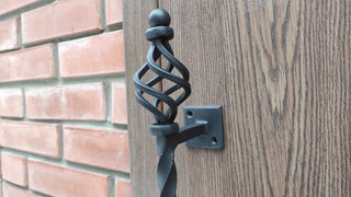 Front door handle, Wrought iron handle, Hand forged handle, Door handle, Metal handle, Barn door handle, Door decor