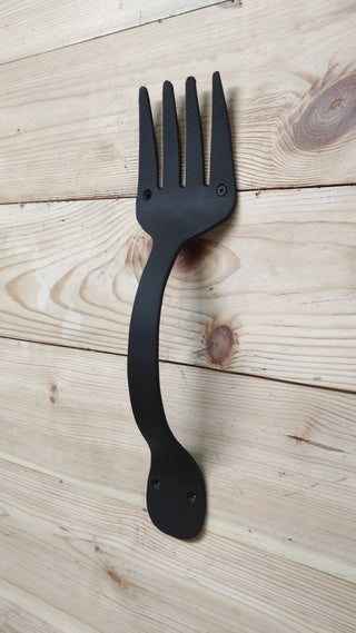 Hand Forged Fork Door Handle: Wrought Iron Metal Decor