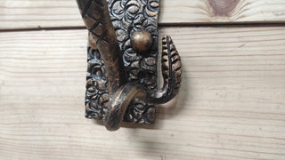 Hand Forged Snake Door Handle: Rattlesnake Tail Metal Pull