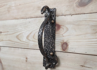 Hand Forged Snake Door Handle: Rattlesnake Tail Metal Pull