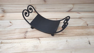 Hand Forged Wrought Iron Firewood Basket: Rustic Fireplace Storage
