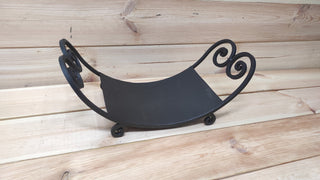 Hand Forged Wrought Iron Firewood Basket: Rustic Fireplace Storage