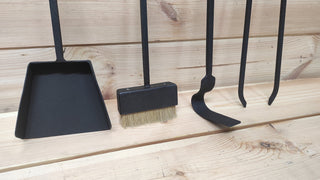 Hand Forged Fireplace Tool Set: 4-Piece Iron Fire Tools