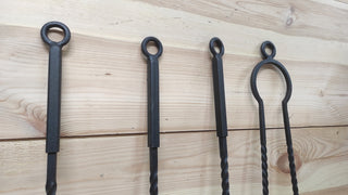 Forged fireplace tools set, 4 Pieces, Fireplace poker, Fireplace Tongs, Shovel, Broom, Hand Forged, Fire Tool, Fireplace Gift